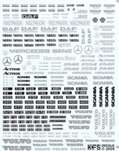 KFS 1/24 歐洲卡車用 廠牌與編號 水貼紙 (KF